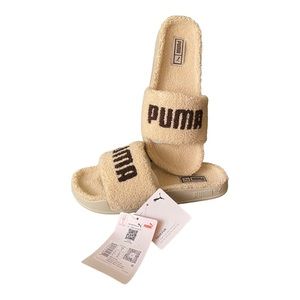 Puma Leadcat 2.0 Sherpa Slides in Oatmeal Size 8/9 Women or 7 Men NEW IN BOX